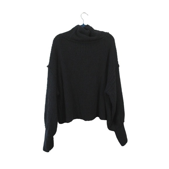 Free People Be Yours Pullover Sweater Women Black L Knit Oversized Chunky 540 - Picture 2 of 10